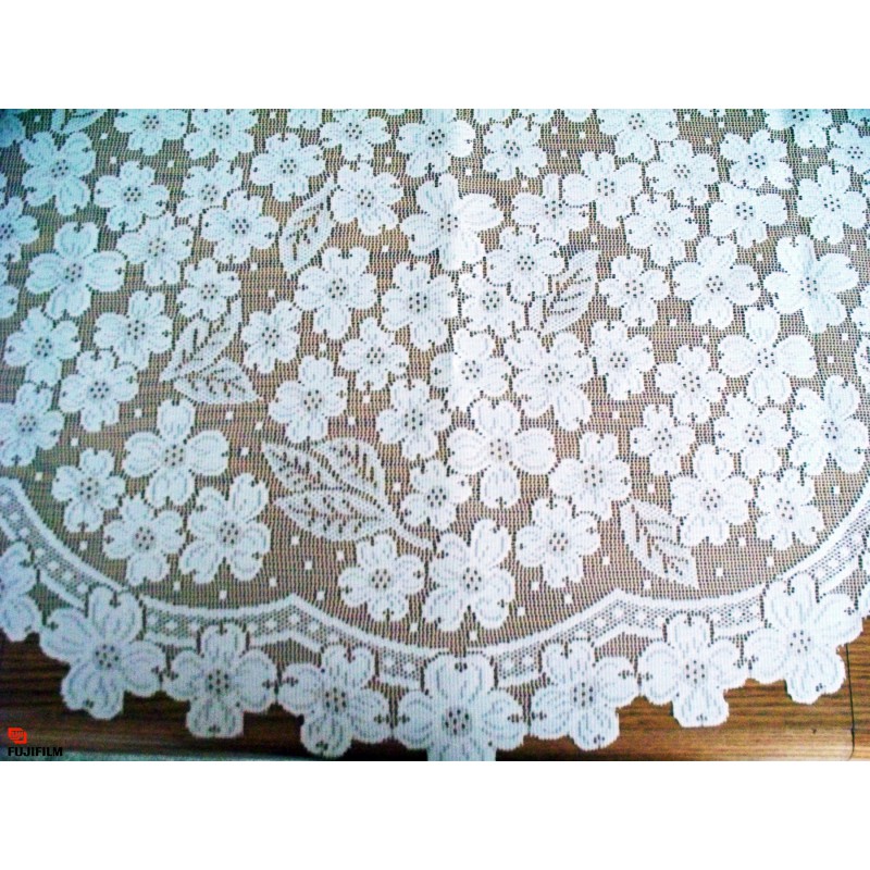 Table Topper Dogwood 42 Inch Round White Heritage Lace Elegance of